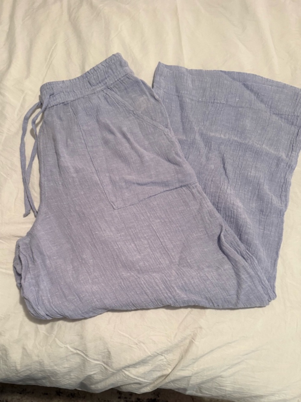 Sigrid Olsen Light Blue Women’s Drawstring Linen-Blend capris